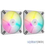 Corsair iCUE AF120 RGB Slim 120mm PWM 2000 RPM White Case Fan  Twin Pack